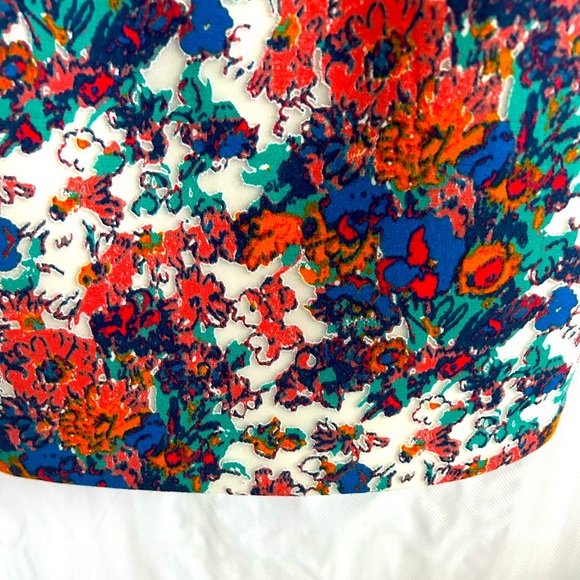 Plenty By Tracey Reese Adelyn Ginger Scuba Blue Orange Floral Dress Petite 4 - Picture 4 of 7